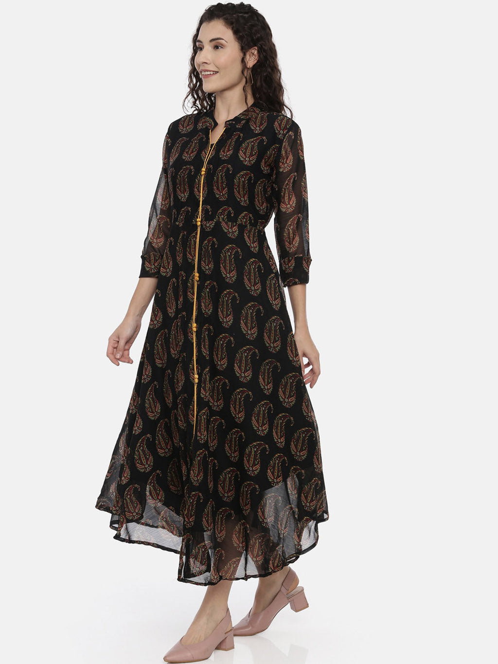 Souchii Women Black Printed A-Line Dress | Grocsy