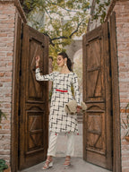 Sangria Women Checked Kurta with Tassel Detailing | Grocsy