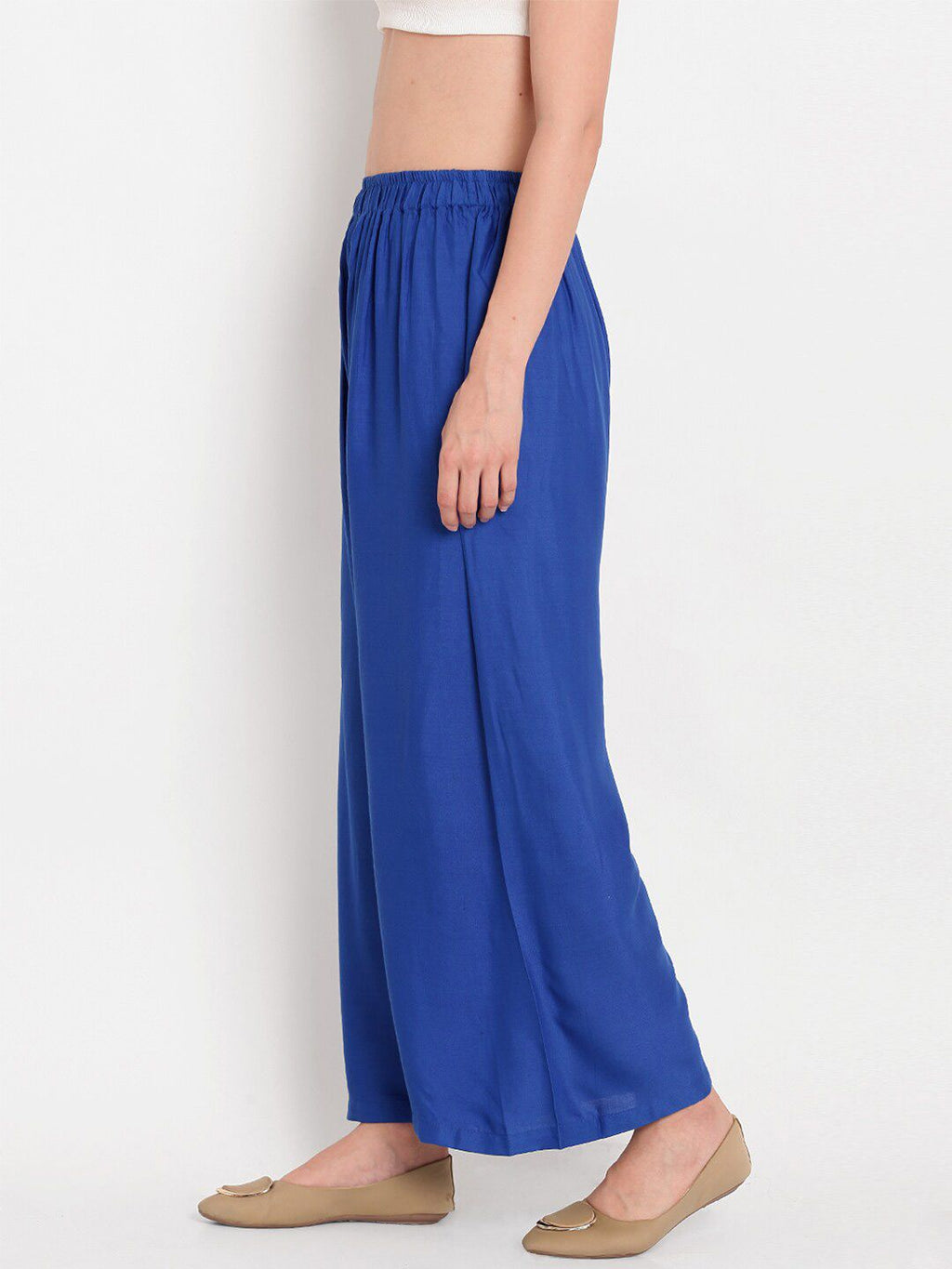 TAG 7 Women Blue Solid Palazzos | Grocsy