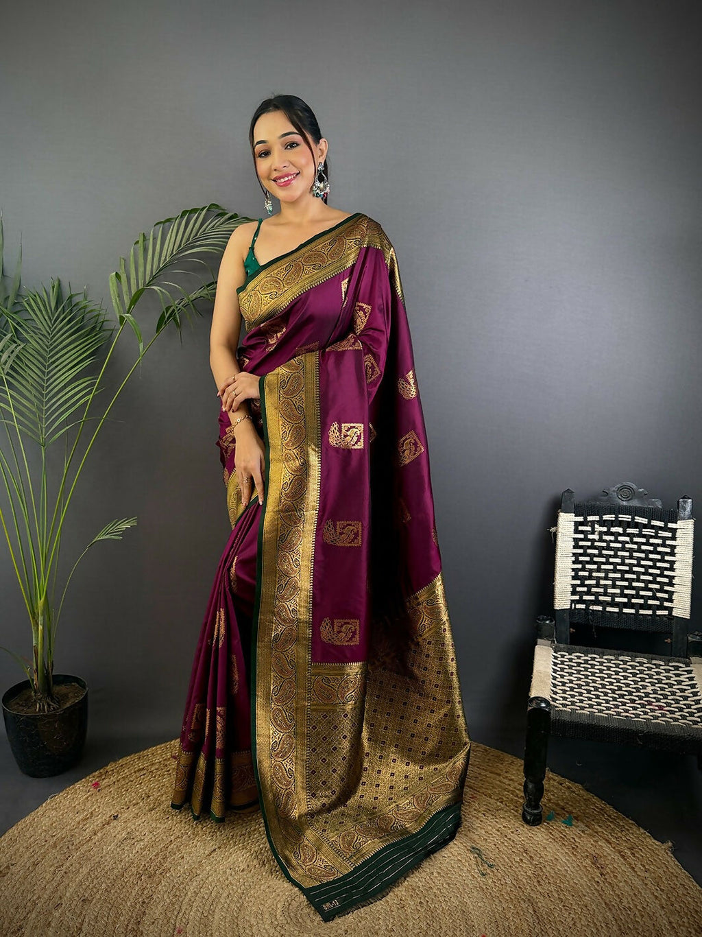 Joban Fashion Black Peacock Banarasi Silk Sarees | Grocsy