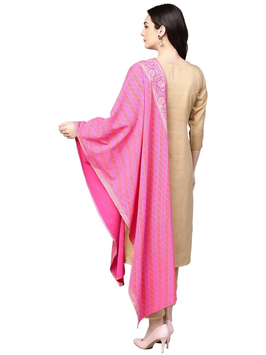 Ahalyaa Women's Faux Silk Kurta Pant Set with Traditional Bandhini Print Dupatta | Grocsy