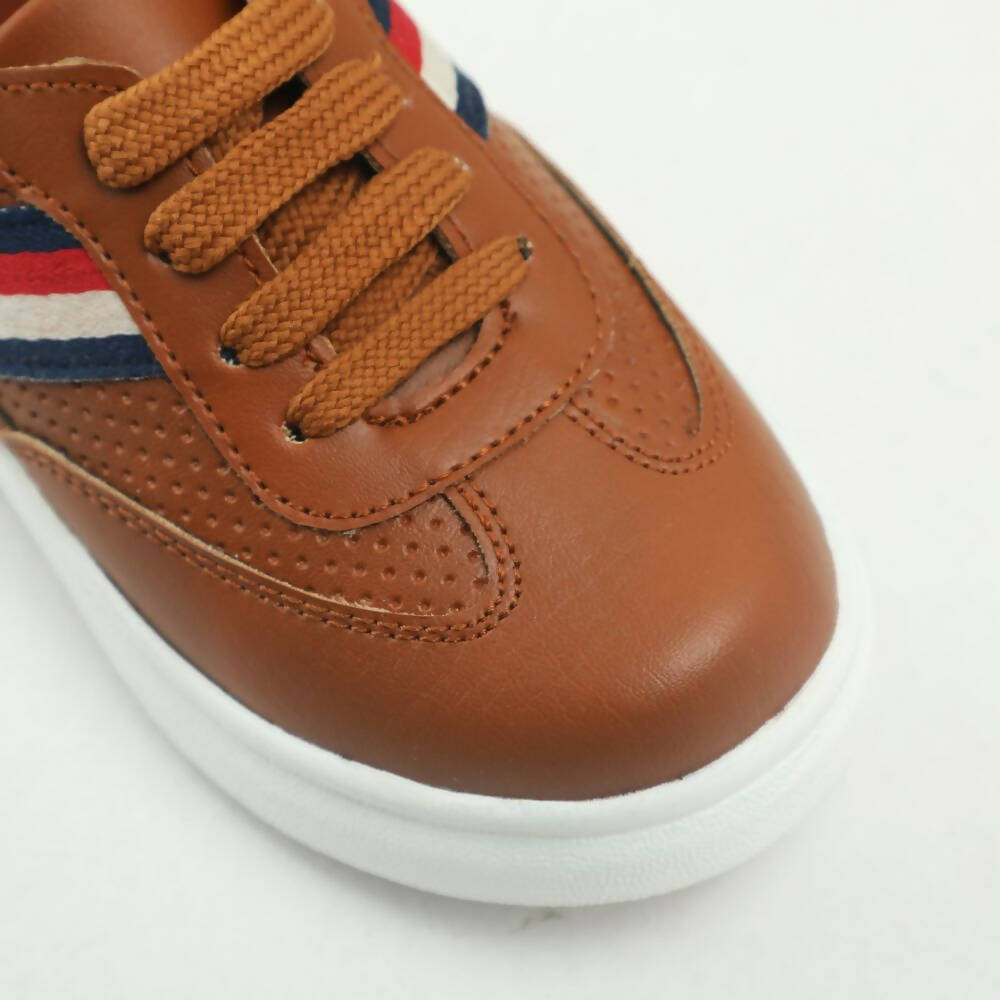 Tiny Bugs Boys Lace Up Casual Sheos - Tan | Grocsy