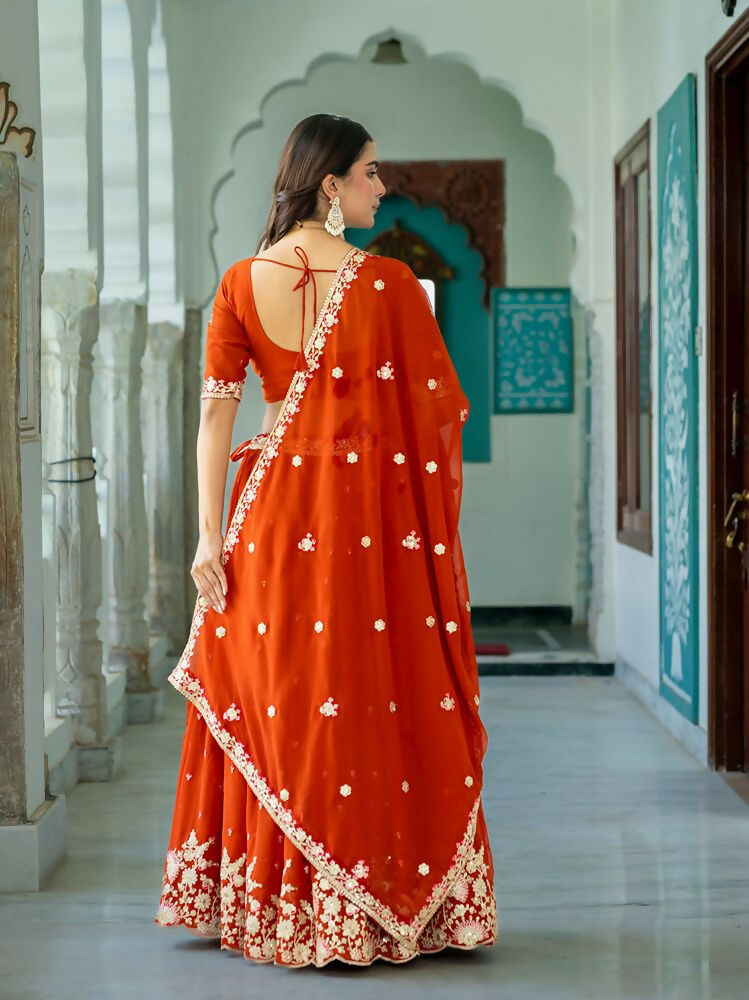 Lehenga Mart Rust Designer Wedding Wear Lehenga Choli | Grocsy