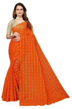 Vamika Orange Jari Work Chiffon Saree (GARVITA ORANGE) | Grocsy