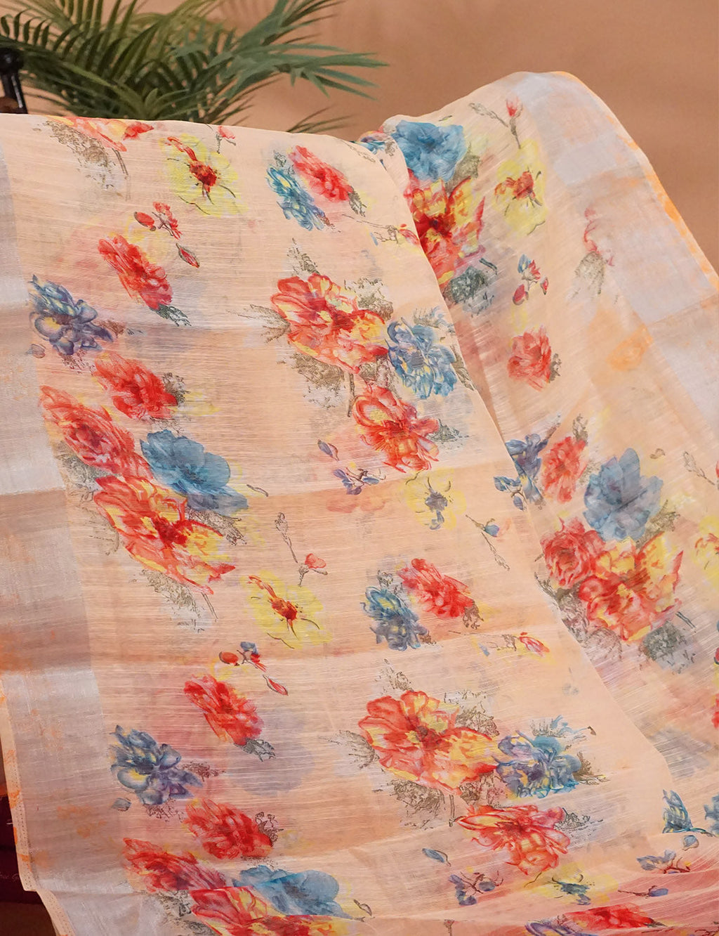 Light Peach And Orange Colour Semi Chanderi Saree By Gayathri Reddy Designer Studio | Grocsy
