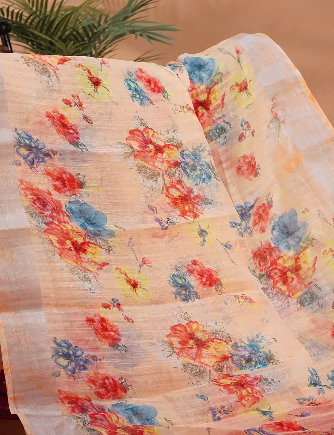 Light Peach And Orange Colour Semi Chanderi Saree By Gayathri Reddy Designer Studio | Grocsy