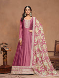 Anaita Pink Embroidered Art Silk Anarkali Suit | Grocsy