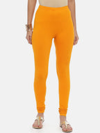 Souchii Mustard Yellow Solid Slim-Fit Churidar-Length Leggings | Grocsy