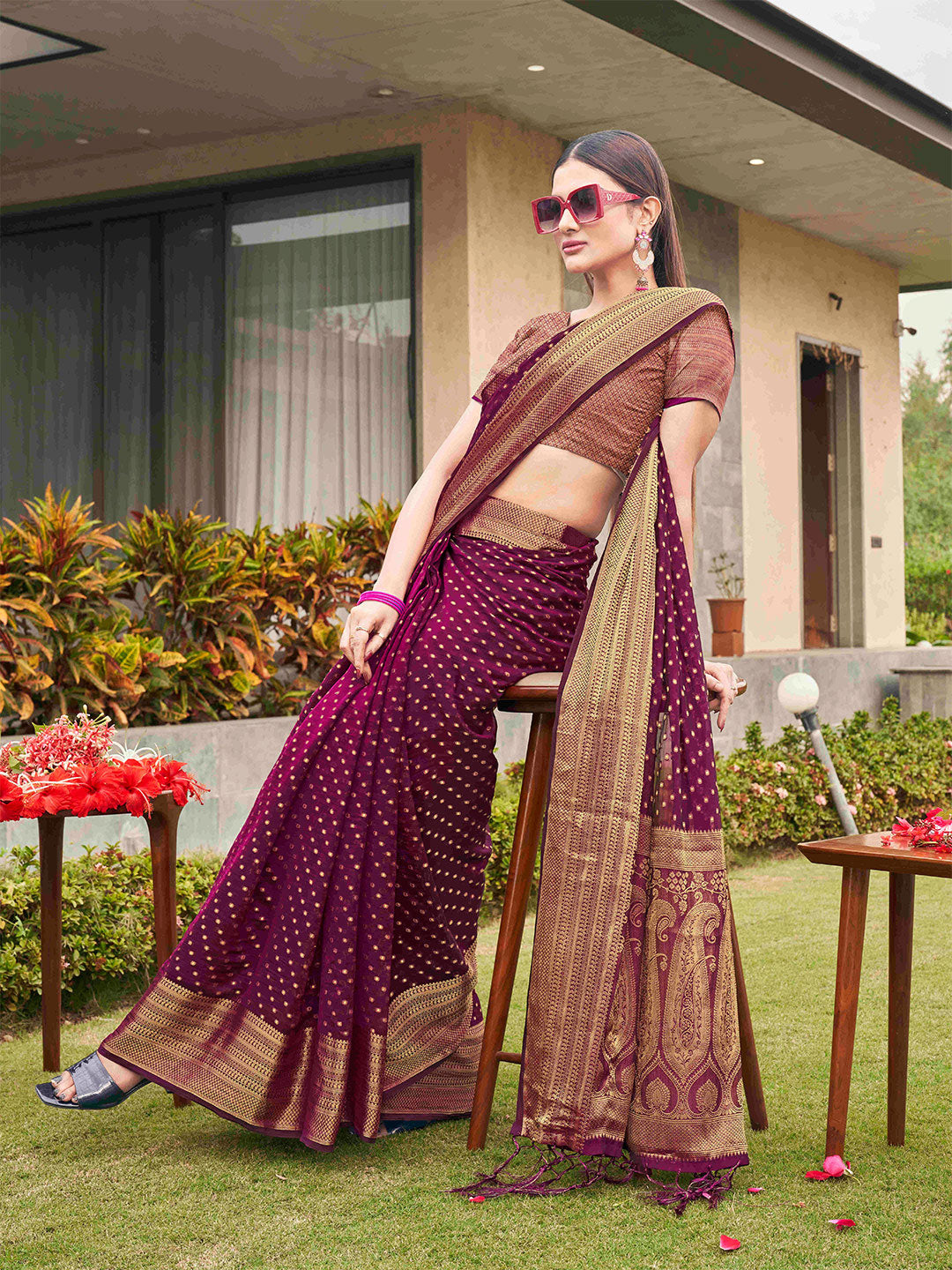 Tikhi Imli Embellished Zari Art Silk Saree | Grocsy