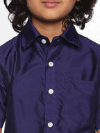 Sethukrishna Boys Navy Blue Shirt With Readymade Dhoti | Grocsy