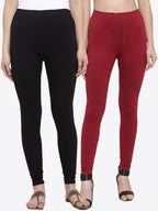 TAG 7 Women Pack Of 2 Solid Churidar-Length Leggings | Grocsy