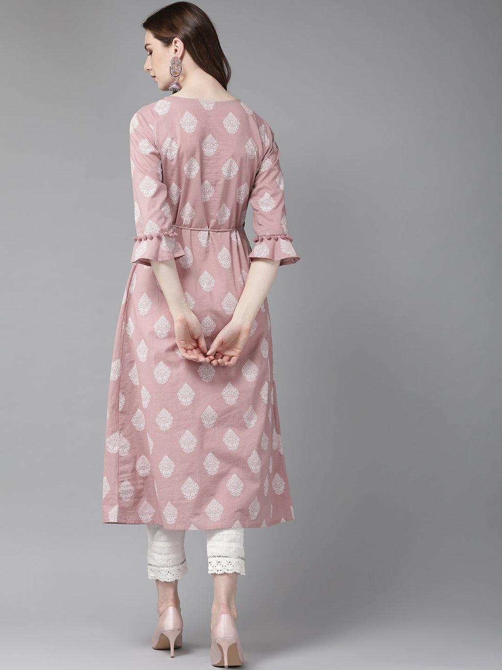 Juniper Womens Pink Cambric Double Layered Kurta | Grocsy