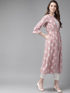 Juniper Womens Pink Cambric Double Layered Kurta | Grocsy