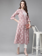 Juniper Womens Pink Cambric Double Layered Kurta | Grocsy