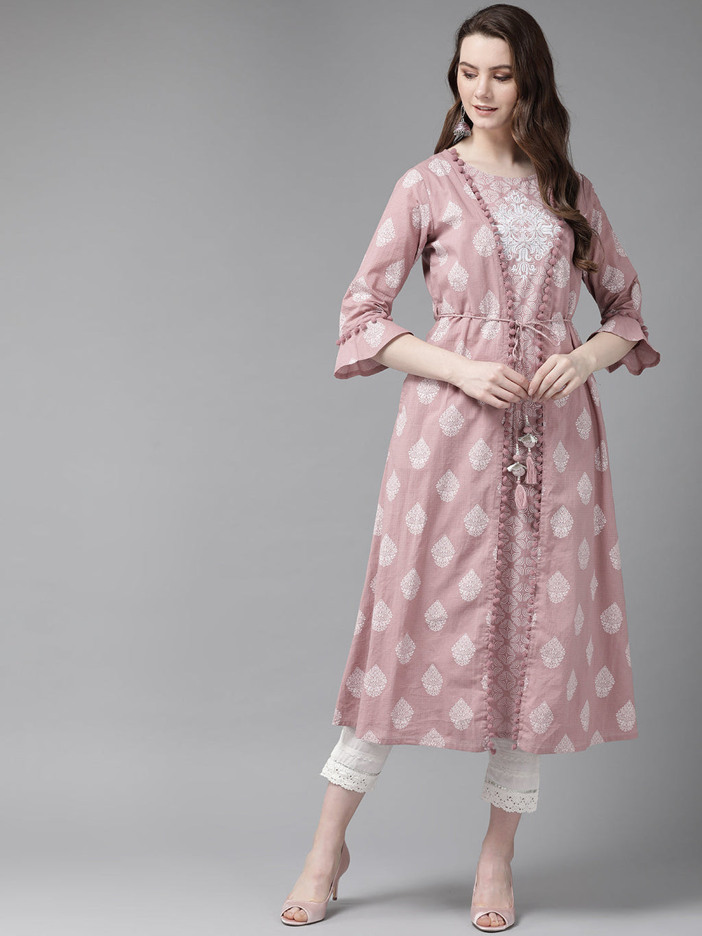 Juniper Womens Pink Cambric Double Layered Kurta | Grocsy