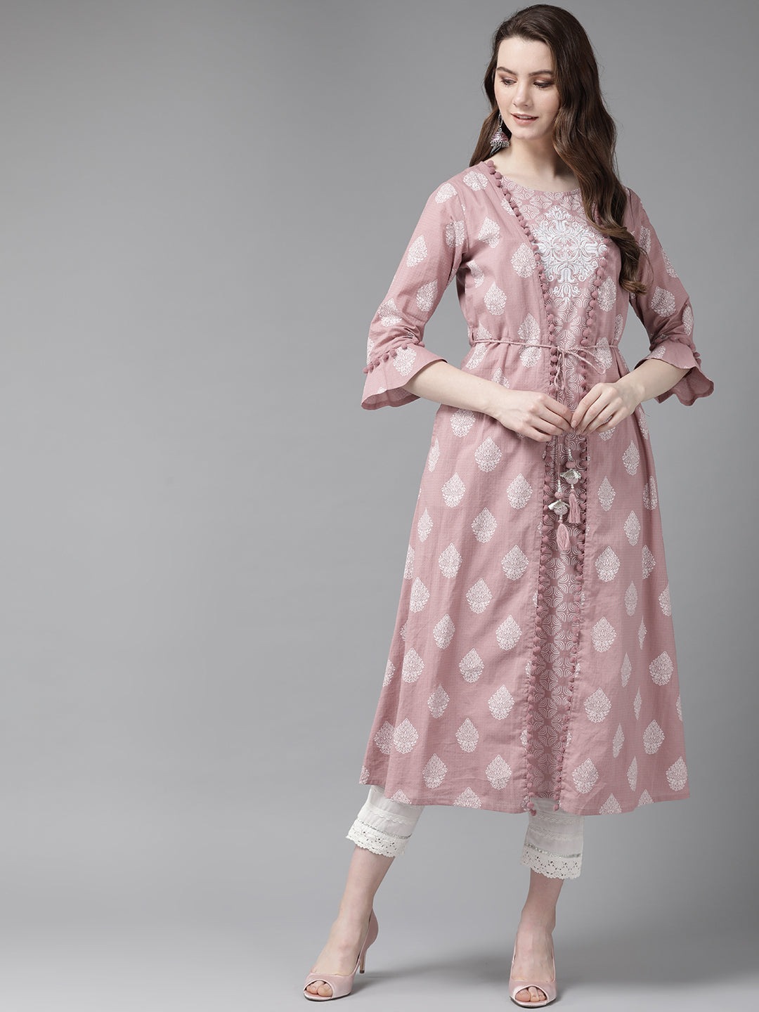 Juniper Womens Pink Cambric Double Layered Kurta | Grocsy