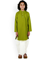 Sethukrishna Boys Green Pure Cotton Kurta with Dhoti Pant Set | Grocsy