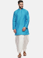 Sethukrishna Men Turquoise Blue Angrakha Kurta with Salwar | Grocsy