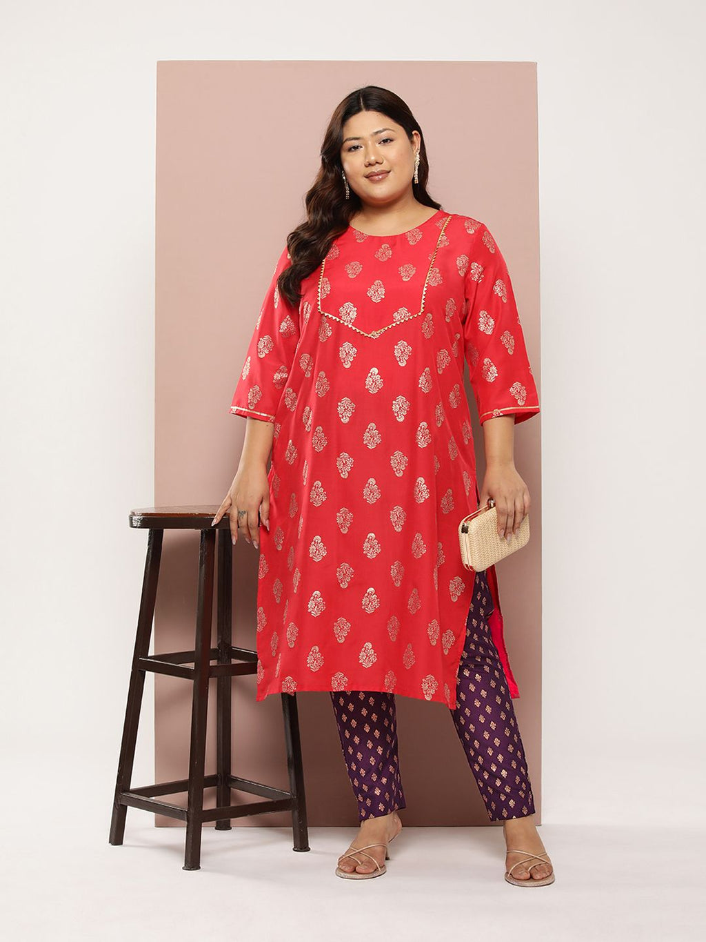 Sztori Plus Size Ethnic Motifs Printed Kurta Set | Grocsy