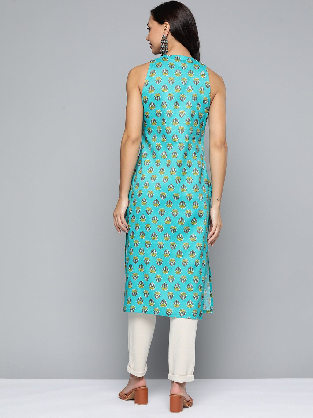 HERE&NOW Ethnic Motifs Printed Straight Kurta | Grocsy