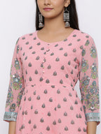 Juniper Womens Pink Georgette Foil Print Maxi Dress | Grocsy
