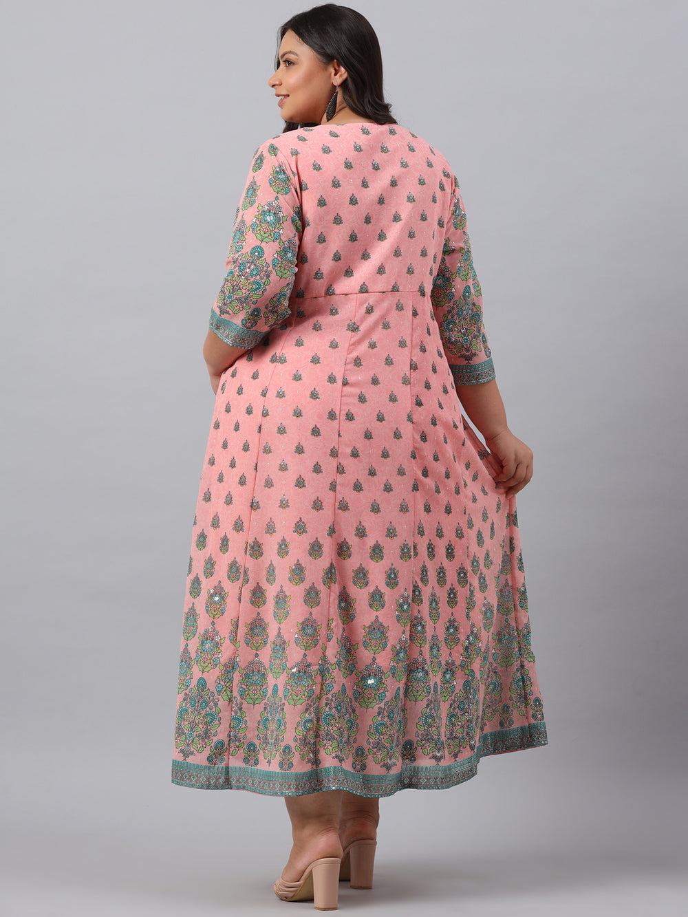 Juniper Women`s Pink Georgette Printed Flared Dress | Grocsy