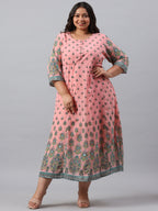 Juniper Women`s Pink Georgette Printed Flared Dress | Grocsy