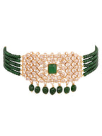 Saraf RS Jewellery Gold-Polished White & Green American Diamond Studded Choker Jewellery Set | Grocsy