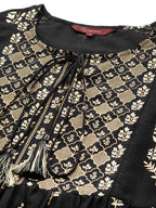 Sangria Women Black & Golden Ethnic Motifs Printed Kurta | Grocsy