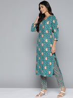 HERE&NOW Floral Printed Regular Kurta with Palazzos | Grocsy