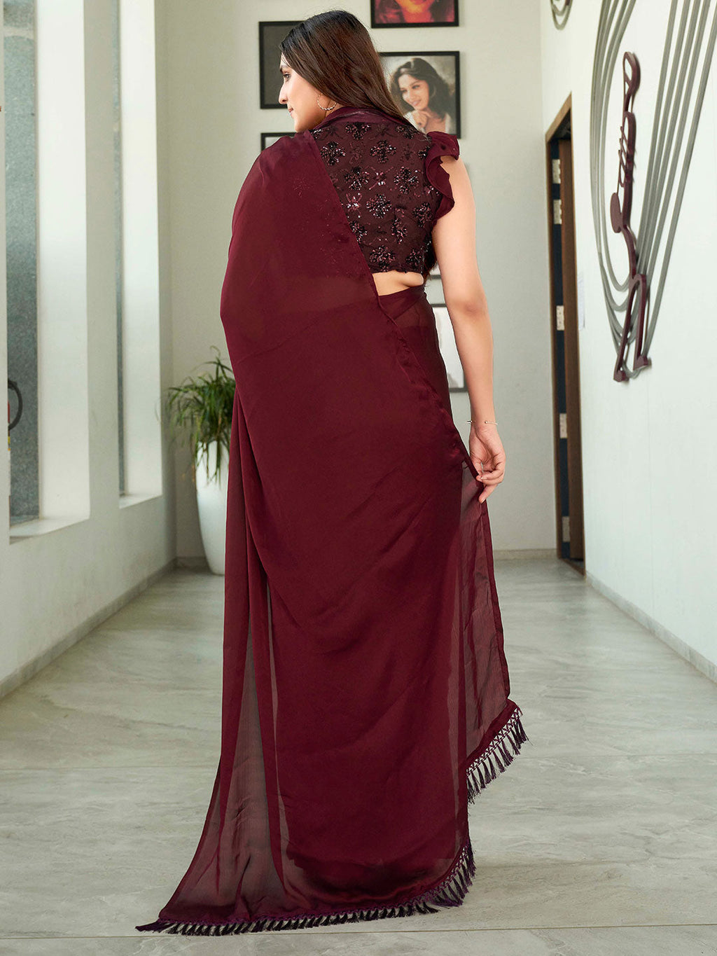 Tikhi Imli Solid Satin Saree | Grocsy