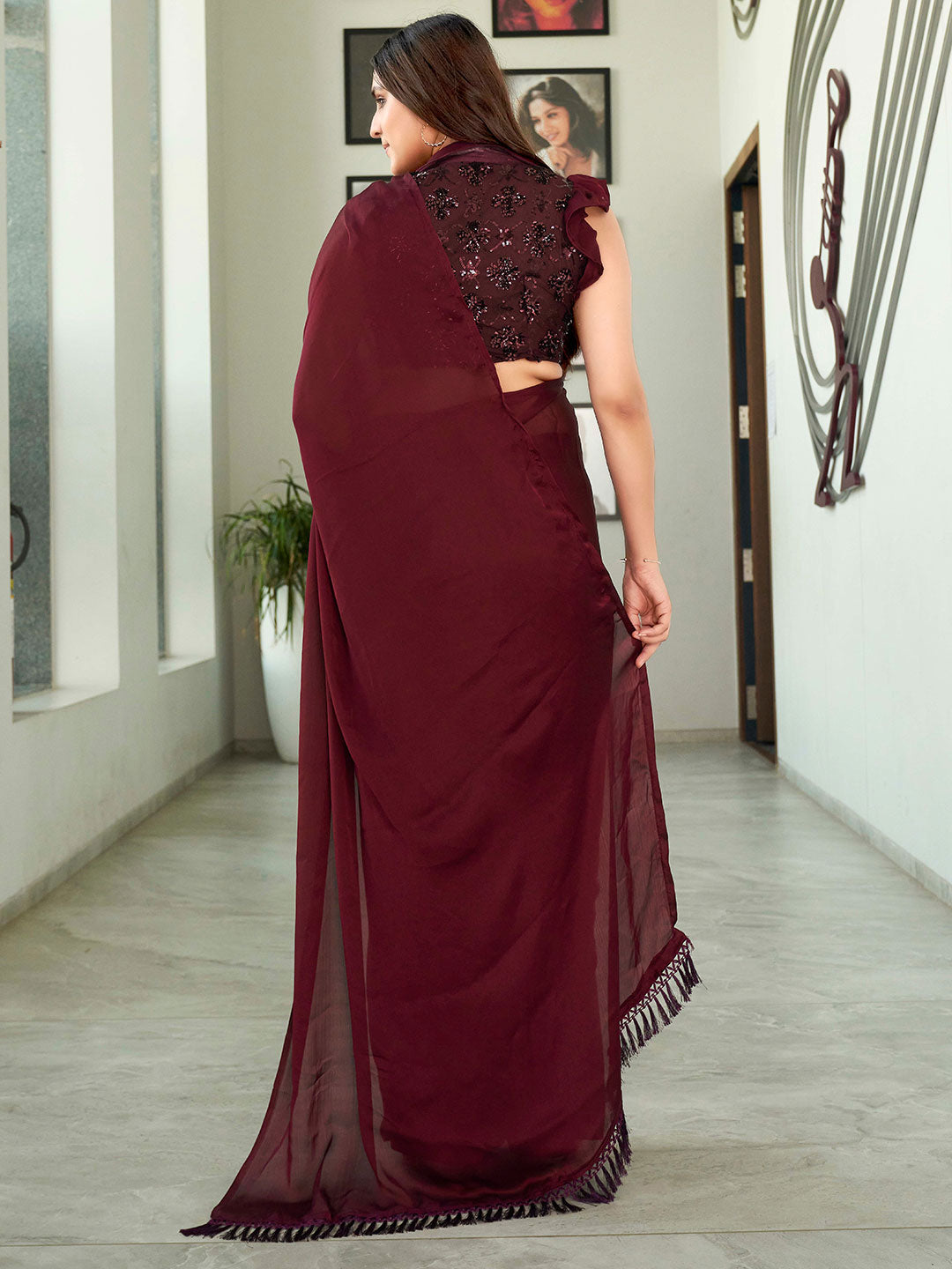 Tikhi Imli Solid Satin Saree | Grocsy