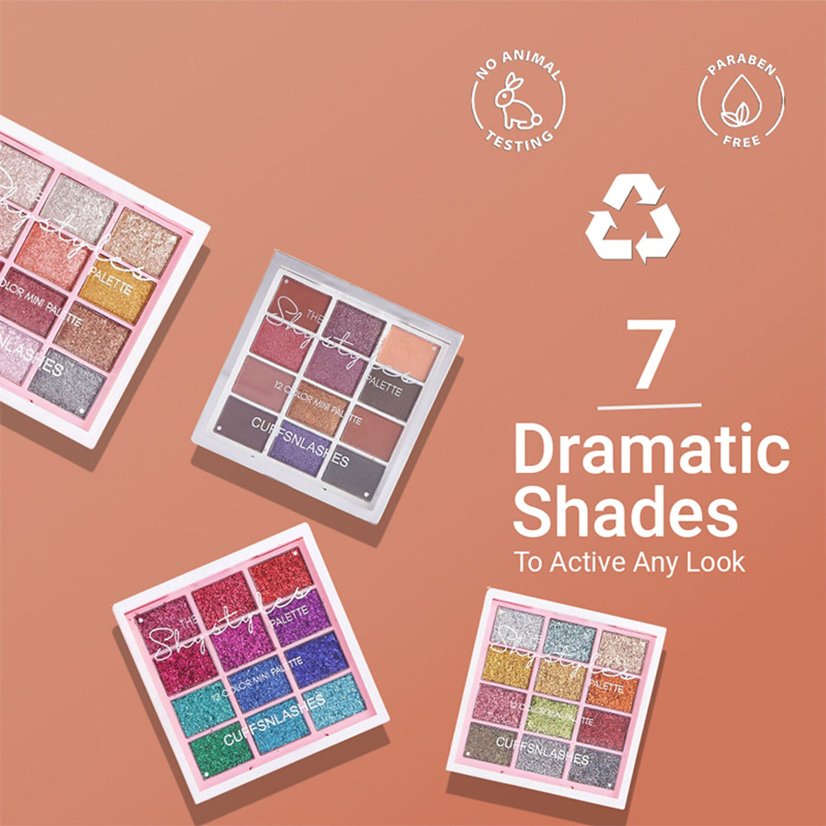 CUFFS N LASHES X The Shystyles Palette 12 Color Mini Palette - Glitter Heart 2 | Grocsy