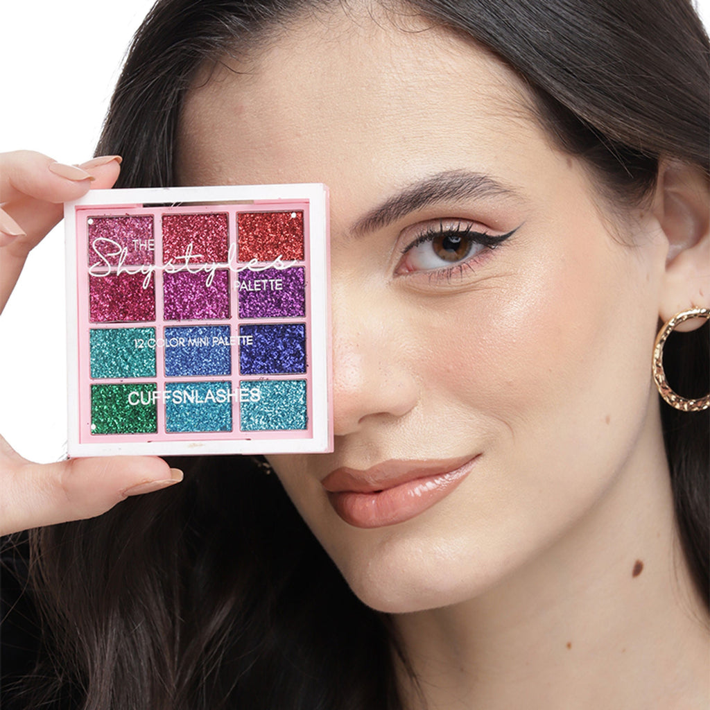 CUFFS N LASHES X The Shystyles Palette 12 Color Mini Palette - Glitter Heart 2 | Grocsy