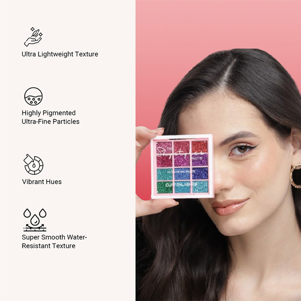 CUFFS N LASHES X The Shystyles Palette 12 Color Mini Palette - Glitter Heart 2 | Grocsy