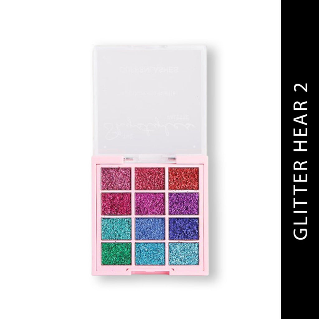 CUFFS N LASHES X The Shystyles Palette 12 Color Mini Palette - Glitter Heart 2 | Grocsy