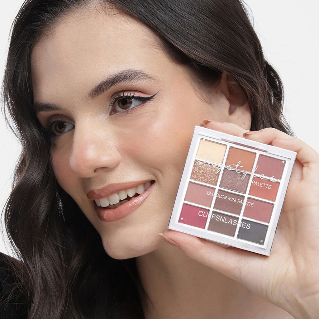 CUFFS N LASHES X The Shystyles Palette 12 Color Mini Palette - Nancy Nude | Grocsy