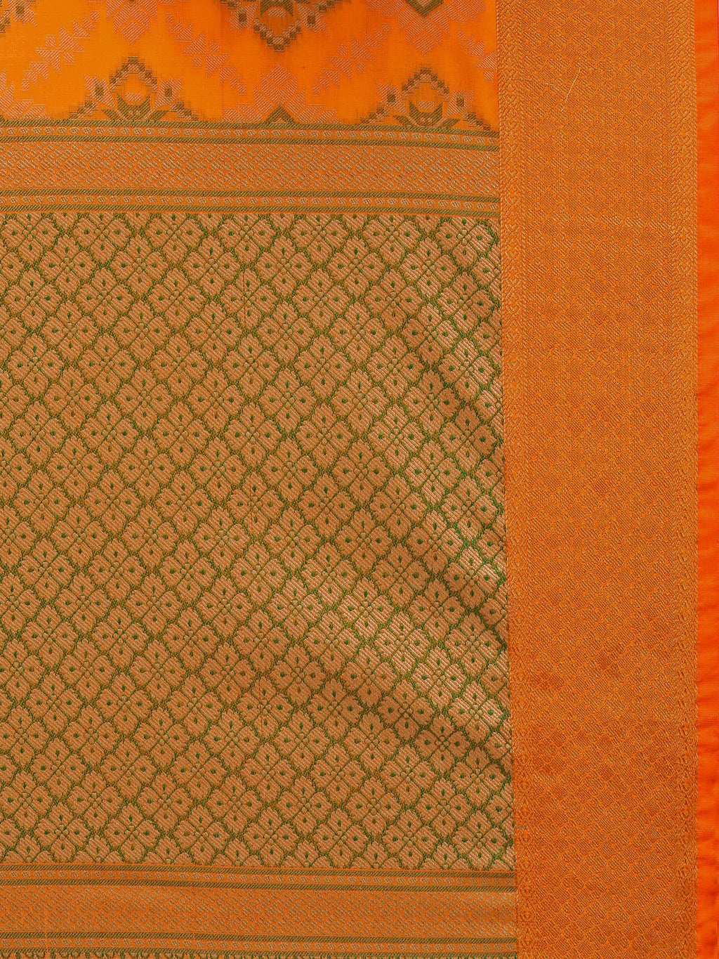 Saree Mall Yellow Silk Blend Patola Print Kanjeevaram Saree with Unstitched Blouse | Grocsy