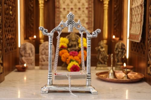 KridayKraft Aluminium Pipe Palna Silver/Laddu Gopal Jhula for Home Decor, Pooja & Janmashtami | Grocsy