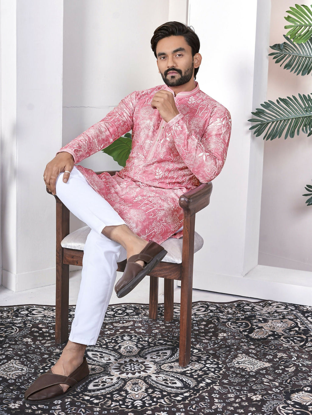 Anaita Pink Digital Printed Work Cotton Straight Kurta | Grocsy