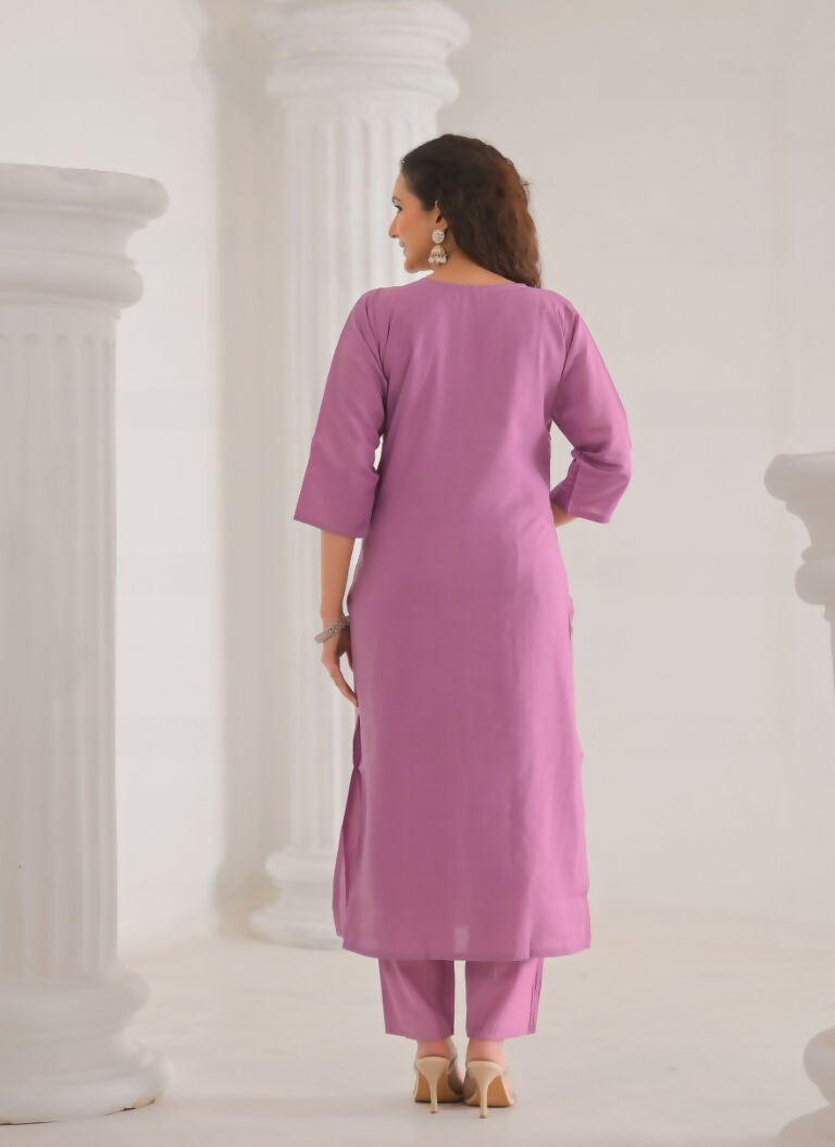 Ethnic Festive Wear Viscose Chanderi Pink Stitched Suit With Dupatta - Tanisha | Grocsy