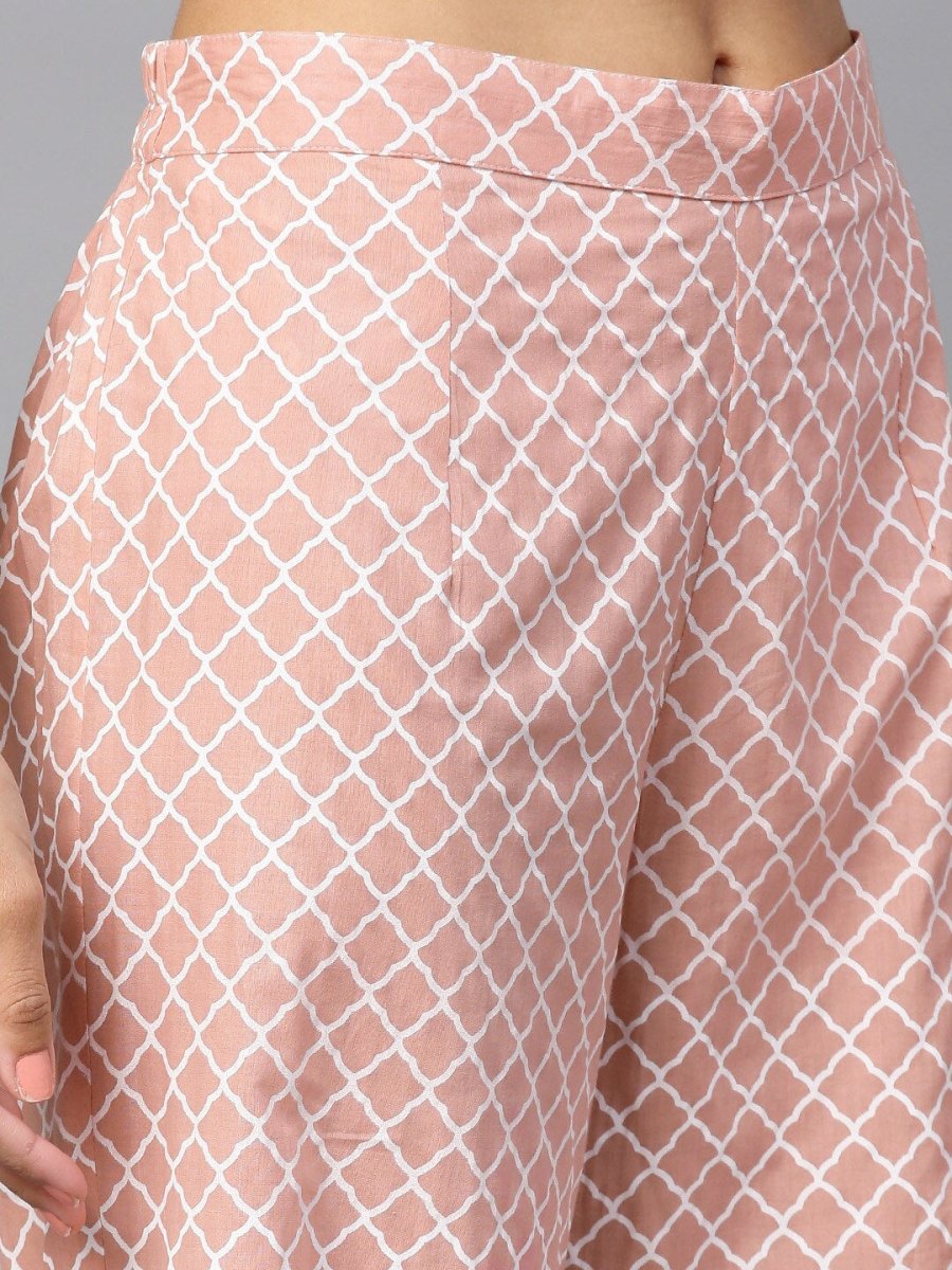 Aks Floral Printed Pure Cotton Straight Kurta With Palazzos & Dupatta | Grocsy