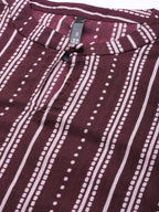 HERE&NOW Women Burgundy & White Printed Kurta | Grocsy