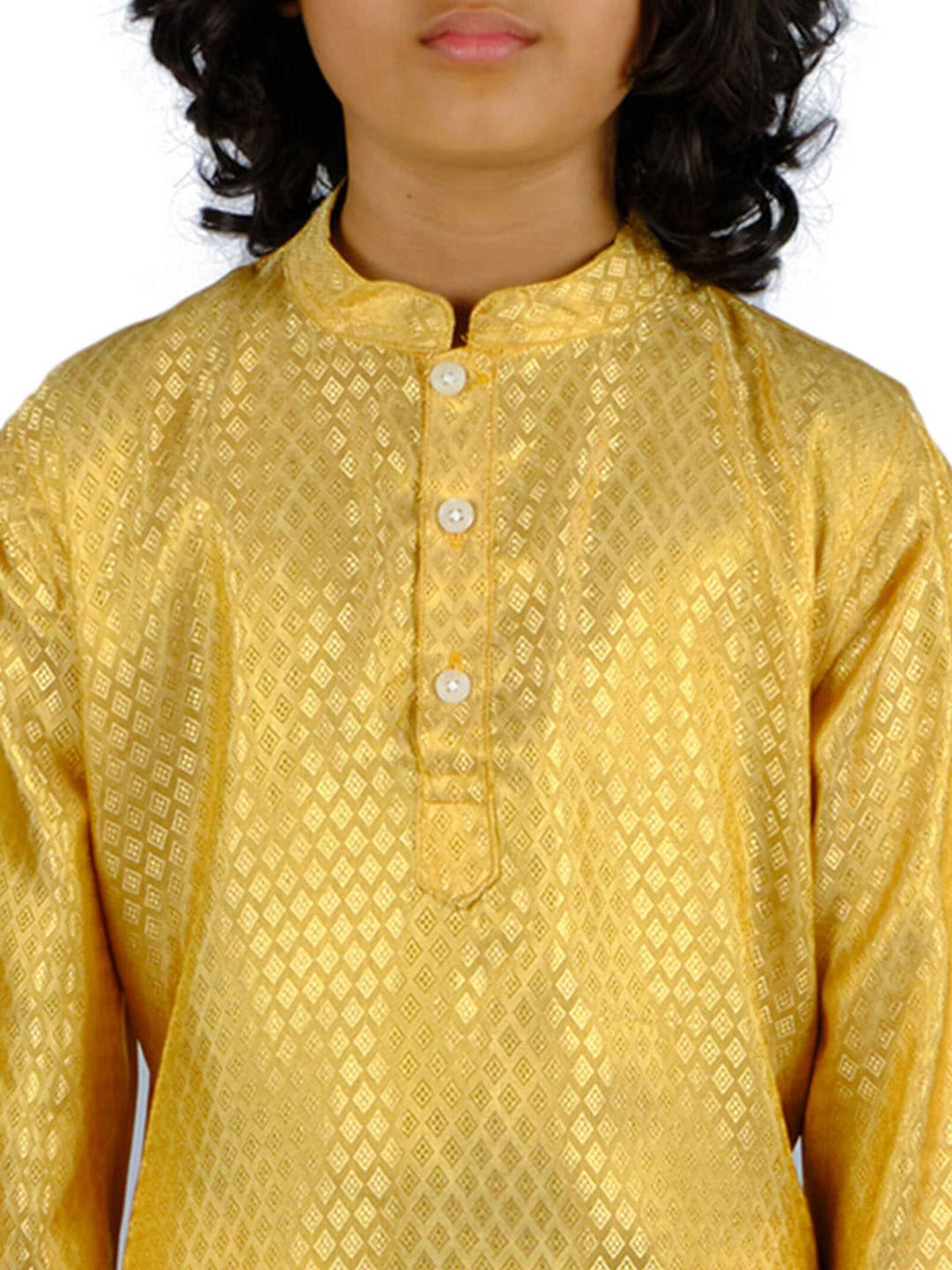 Sethukrishna Boys Gold-Toned & White Printed Kurta with Dhoti Pants | Grocsy