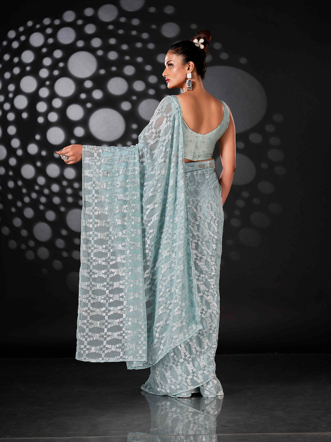 Tikhi Imli Blue Woven Design Ready to Wear Saree | Grocsy