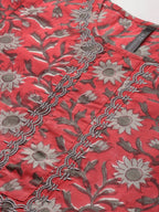 HERE&NOW Floral Printed Regular Pure Cotton Kurta with Salwar & With Dupatta | Grocsy