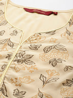 Sangria Floral Printed Lace Detail Kurta with Palazzos & Dupatta | Grocsy