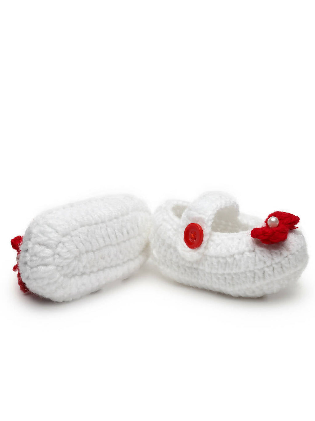 Chutput Kids Woollen Hand Knitted Bow Detailed Booties - White | Grocsy