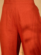 Joban Fashion Embroidery Rust Pure Cotton Cord Set | Grocsy