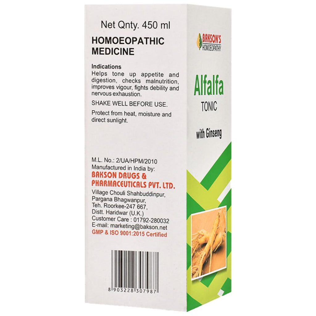 Bakson's Homeopathy Alfalfa Tonic with Ginseng | Grocsy